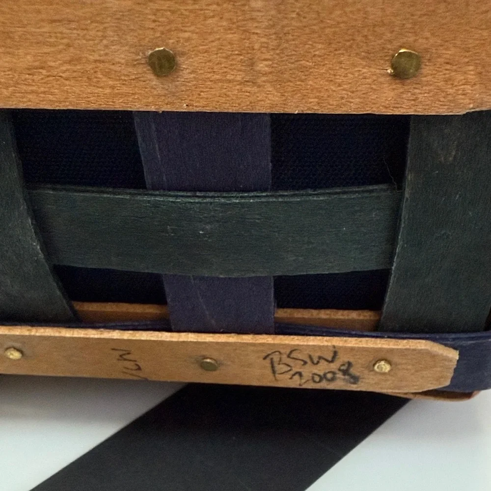 Longaberger Tan and Blue Woven Collectors Bag - Picture 6 of 8